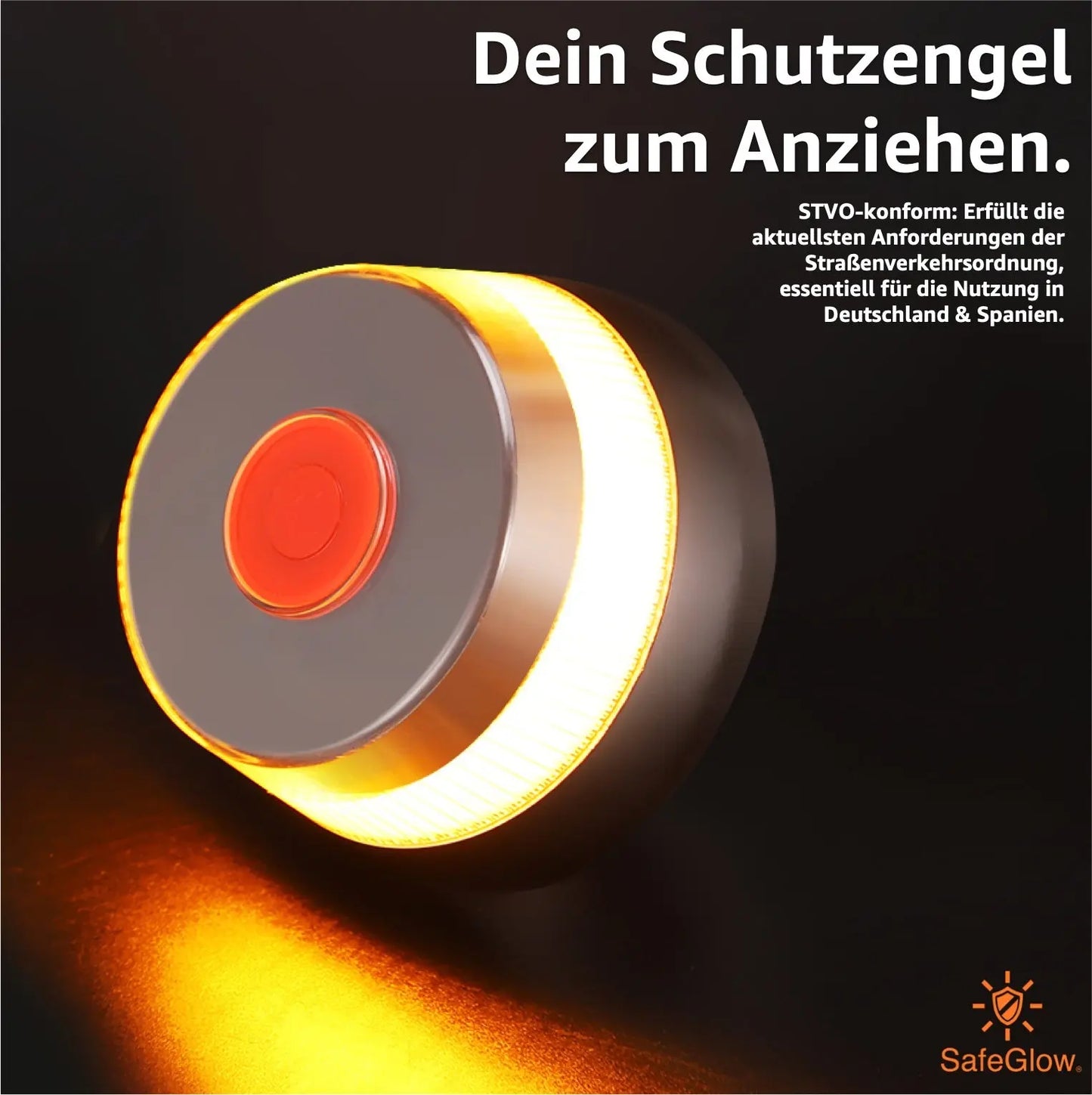 Notlicht Warnleuchte V16 mit DGT 3.0 & SIM Karte - Warndreieck für StVO - Auto & Motorrad Safeglow®