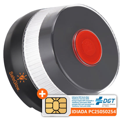 Notlicht Warnleuchte V16 mit DGT 3.0 & SIM Karte - Warndreieck für StVO - Auto & Motorrad Safeglow®