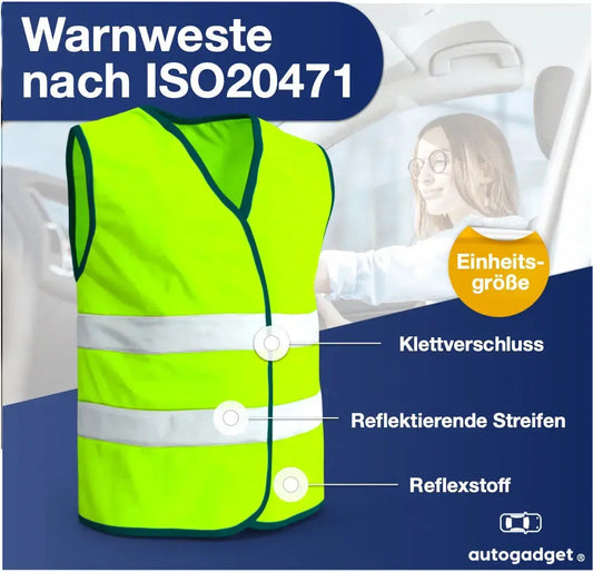 4x Warnwesten 2026 Auto gelb - Warnweste Pannenweste Unfallweste ISO20471 Safeglow®