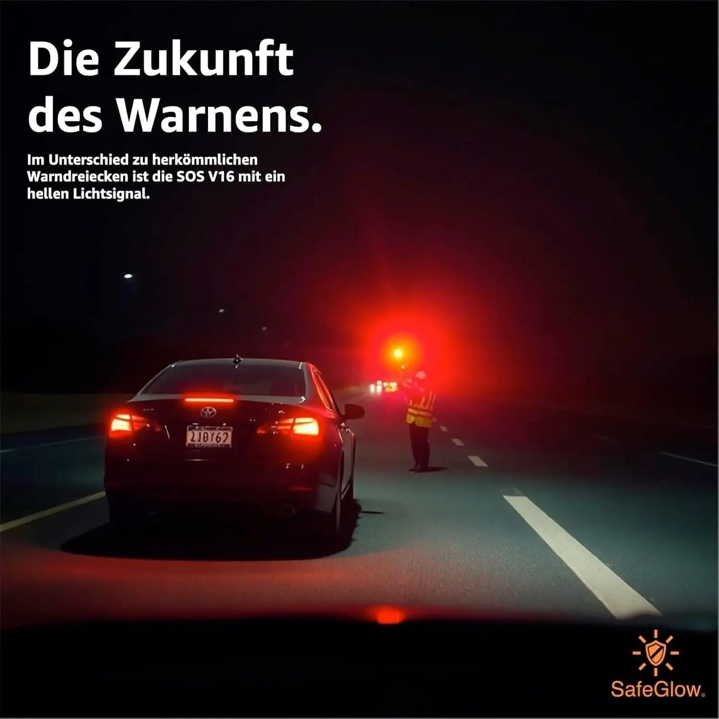 3 in 1 - Auto Erste Hilfe Set 2026 -  V16 Leuchte & KFZ Verbandskasten Pkw & Warnweste & Set - Autozubehör & Pannenset & Unfall - Geprüft & Norm Safeglow®