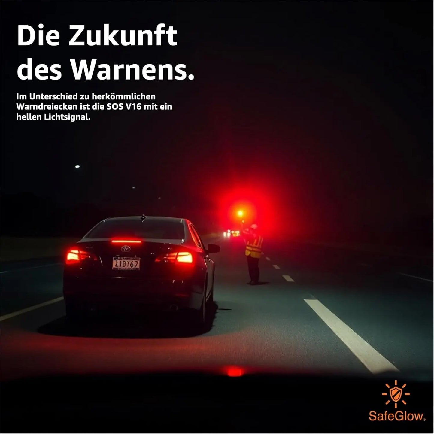 Notlicht Warnleuchte V16 - Warndreieck für StVO - Auto & Motorrad Safeglow®