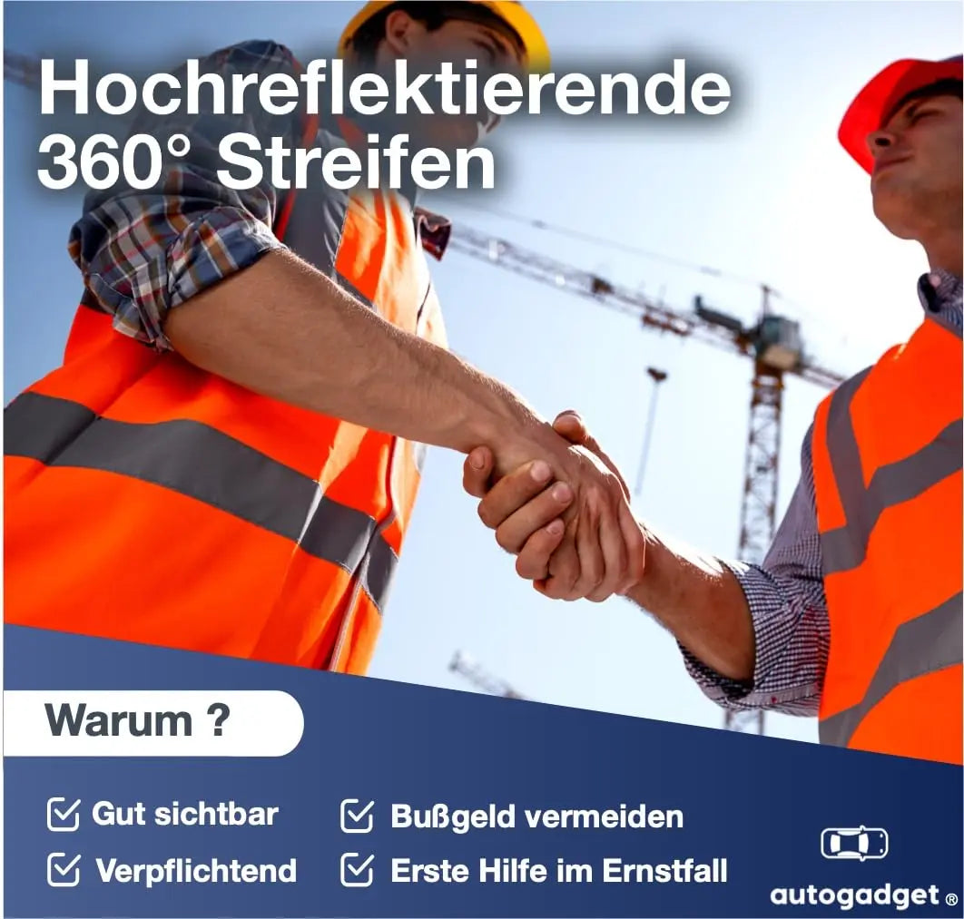 4x Warnwesten Auto 2026 orange ISO20471 Pannenweste Unfallweste Pkw Sicherheitsweste Autozubehör Weste reflektierend Auto, Pkw, LKW Safeglow®