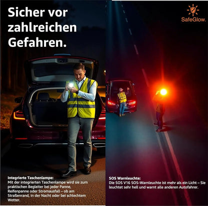 Notlicht Warnleuchte V16 - Warndreieck für StVO - Auto & Motorrad Safeglow®