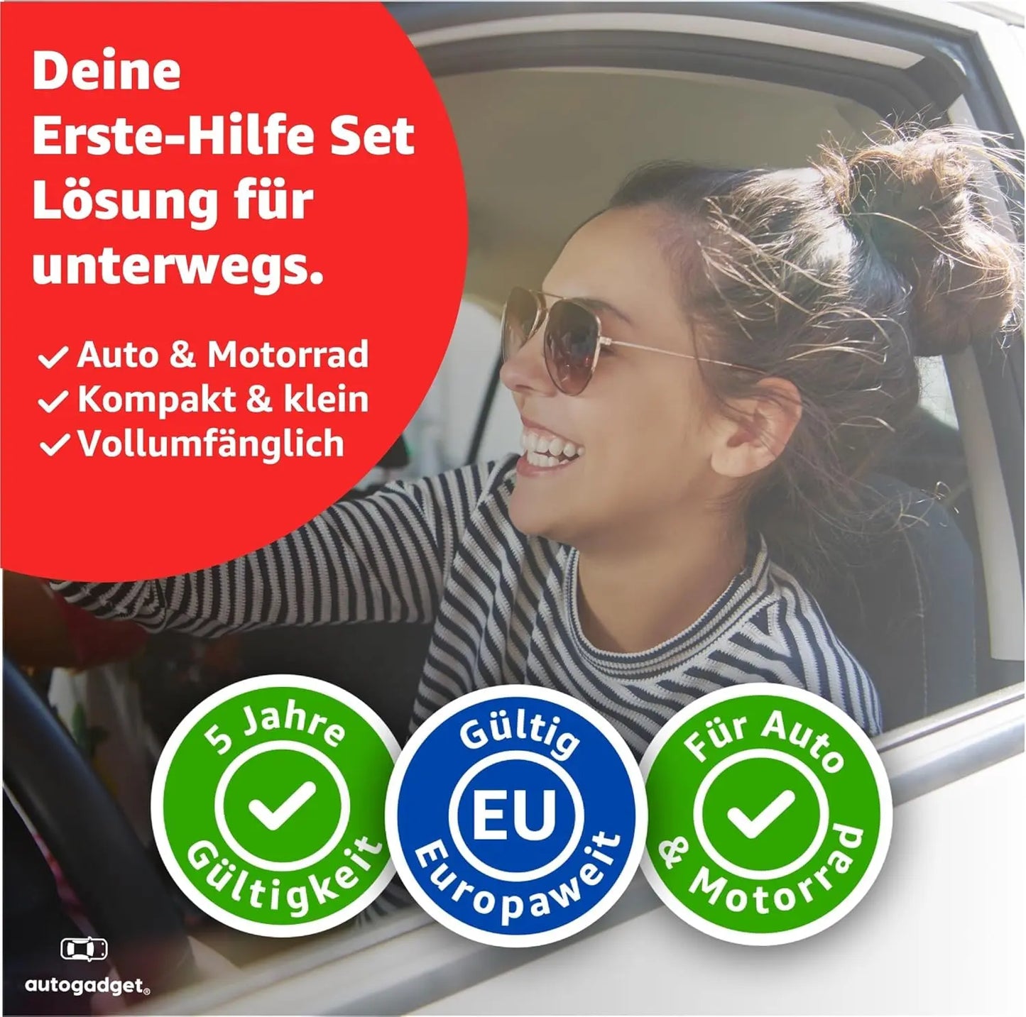3 in 1 - Auto Erste Hilfe Set 2026 - KFZ Verbandskasten Pkw & Warnweste & Warndreieck Set - Autozubehör & Pannenset & Unfall - Geprüft & Norm Safeglow®