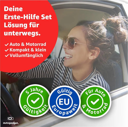 3 in 1 - Auto Erste Hilfe Set 2026 - KFZ Verbandskasten Pkw & Warnweste & Warndreieck Set - Autozubehör & Pannenset & Unfall - Geprüft & Norm Safeglow®