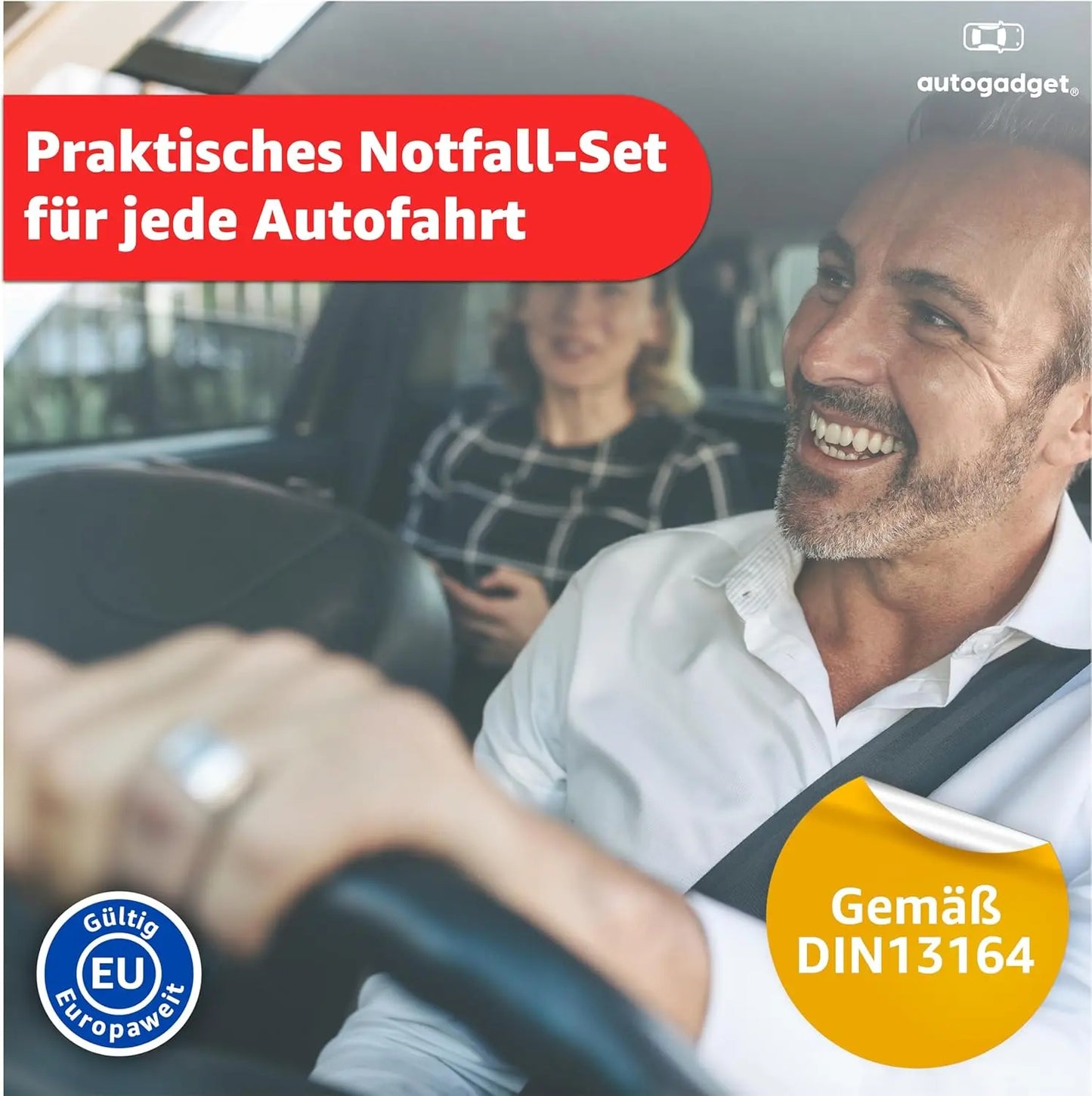 Verbandstasche KFZ Norm 2026 mit Beatmungstücher - Verbandskasten Auto - DIN13164:2022 - Erste Hilfe Set - Verbandskasten StVO konform (Rot) Safeglow®
